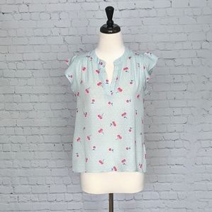 🆕🍒 Ellen Tracy Retro Print Cherries Blouse XS